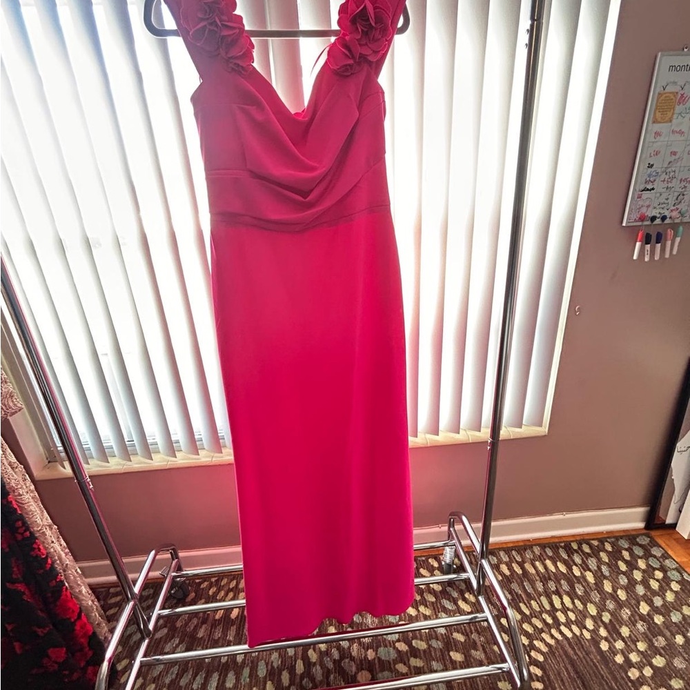 Pink Cowl Neck Sleeveless Midi Gown